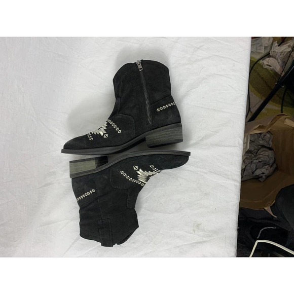 Musse & Cloud Black And Metallic Silver Embroidered Ginger Ankle Boots Bootie - Picture 5 of 12